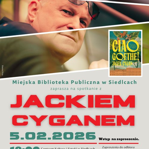 Obraz główny aktualności o tytule Spotkanie z Jackiem Cyganem 